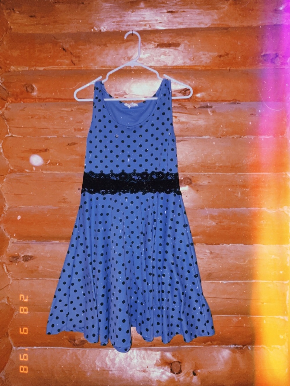 Vintage Turquoise Polka Dot Flare Dress